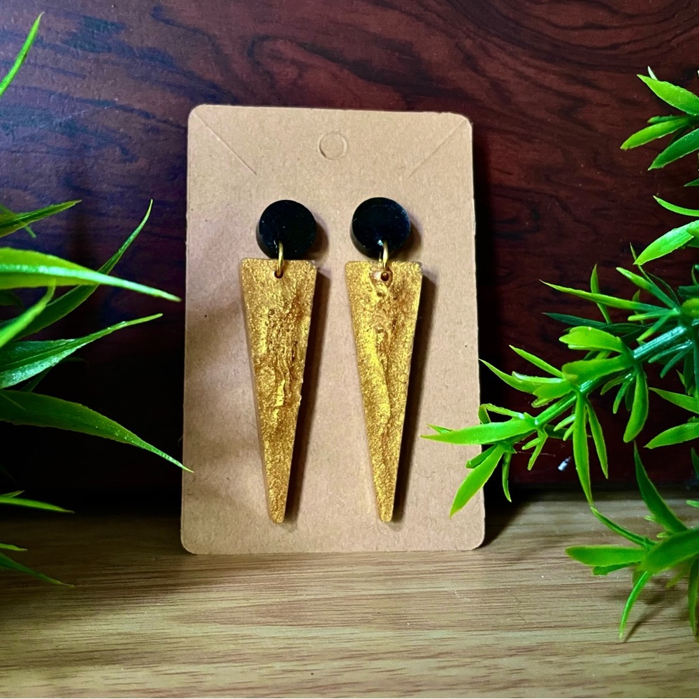 Handcrafted black and gold resin earrings